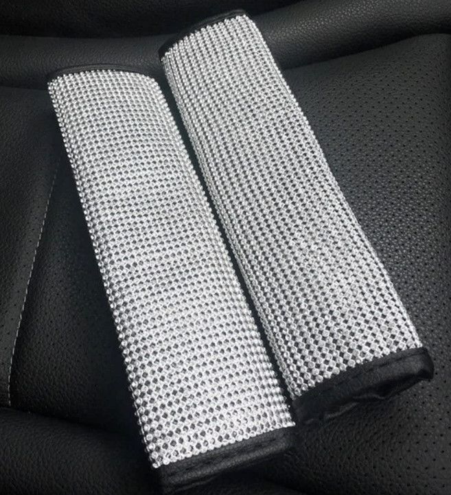Photo 1 of U&M 2 Packs Bling Bling Seat Belt Shoulder Pads Luster Crystal Car Seatbelt NEW 