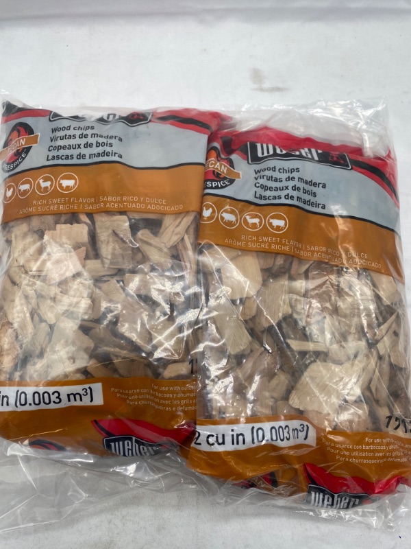 Photo 2 of 2 Pack Weber Stephen Products Wood, 192 cu. in. (0.003 Cubic Meter) 17136 Pecan Chips, NEW 