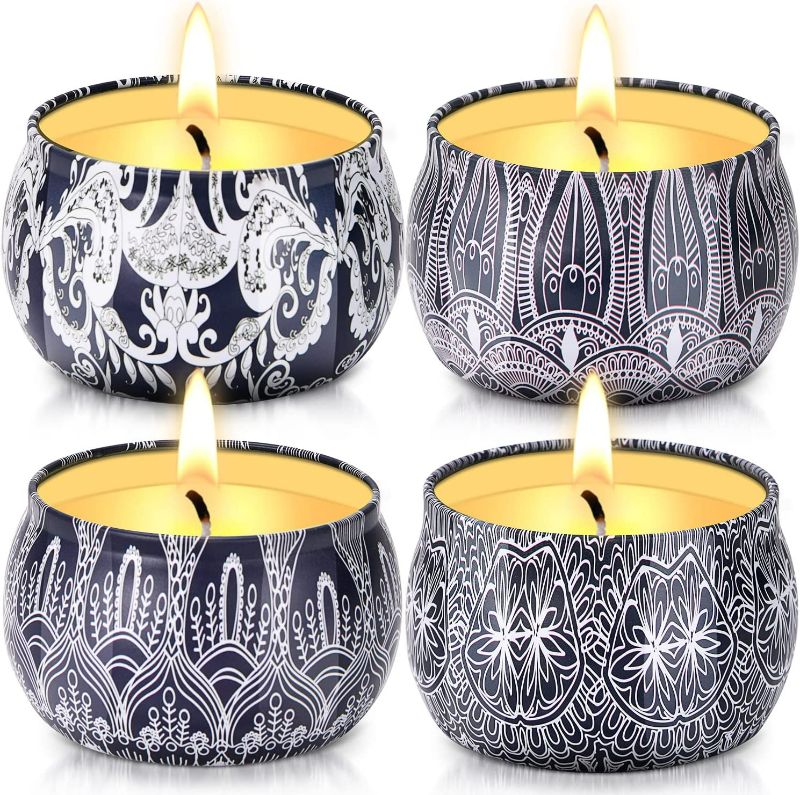 Photo 1 of Hausware Citronella Candles - 4 Pack Citronella Candles Outdoor Set?Indoor Scented Soy Wax Candles Portable Travel Tin Gift Set for Home Garden Patio Balcony Decorative NEW