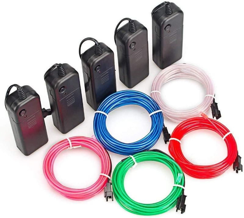 Photo 1 of EL Wire Kit 9ft, Portable Neon EL Wire Lights Super Bright Battery Operated for Cosplay Dress Festival Party Halloween DIY Christmas Decoration (5 Pack, Each of 9ft, Red, Green, Pink, Blue, White) NEW