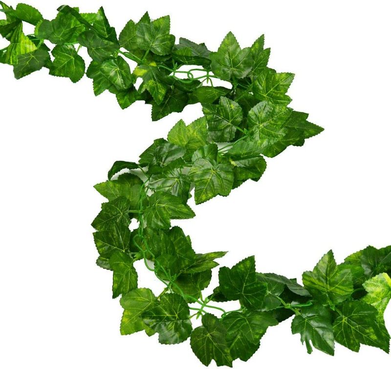 Photo 1 of (Pack of 2) RURALITY 16 Ft -2 Artificial Ivy Silk Fake Vines Hanging Wedding Garland,Grape Leaves,Pack of 2 NEW 