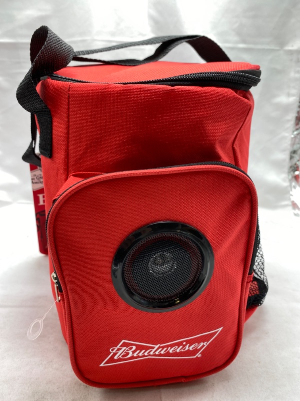 Photo 2 of Budweiser Soft Cooler Bag with Built-in Rechargeable Wireless Bluetooth Speakers Foldable Small and Portable Durable and Material Compatible for Smartphones, Tablets & MP3 Players NEW 