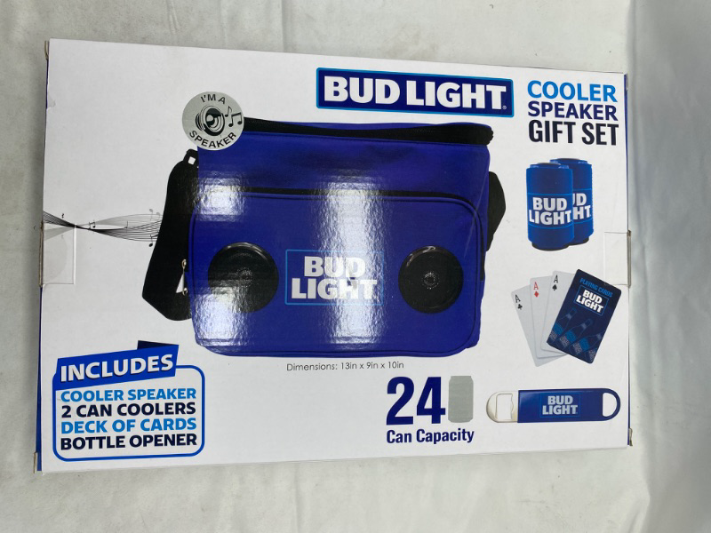 Photo 2 of Budweiser Soft Cooler Bluetooth Speaker Portable Travel Cooler with Built in Speakers Budweiser Wireless Speaker Cool Ice Pack Cold Beer Stereo for Apple iPhone, Samsung Galaxy (Budweiser) BLUE NEW 