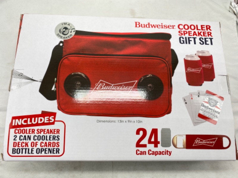 Photo 2 of Budweiser Soft Cooler Bluetooth Speaker Portable Travel Cooler with Built in Speakers Budweiser Wireless Speaker Cool Ice Pack Cold Beer Stereo for Apple iPhone, Samsung Galaxy (Budweiser) NEW