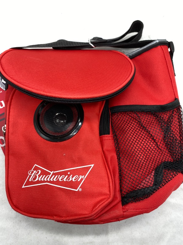 Photo 2 of Budweiser Soft Cooler Bag with Built-in Rechargeable Wireless Bluetooth Speakers Foldable Small and Portable Durable and Material Compatible for Smartphones, Tablets & MP3 Players
