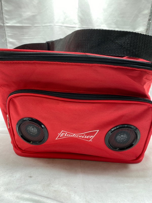 Photo 2 of Budweiser Soft Cooler Bag with Built-in Rechargeable Wireless Bluetooth Speakers Foldable and Portable Durable and Material Compatible for Smartphones, Tablets & MP3 Players NEW