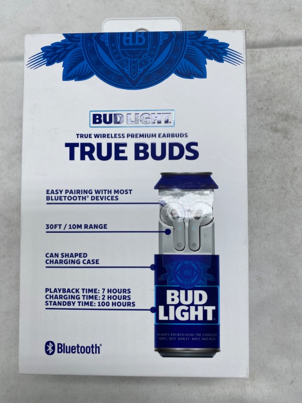 Photo 2 of Bud Light Wireless Earbuds with Can Charging Case High-Definition Stereo NEW 