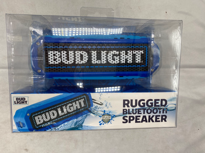 Photo 2 of Bud Light Wireless Portable Bluetooth Speaker Water-Resistant, & Shockproof Led Flashlight Built-in Microphone & Rechargeable Battery Include USB Charging & 3.5 Aux Cable NEW