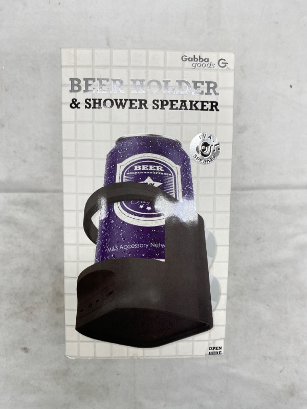 Photo 2 of Gabba Goods Beer Holder/Premium Shower Speaker Bluetooth 4.2 Wireless Portable Shower/Bath Water Resistant Beer Holder Speaker with Built in Microphone (Black) NEW