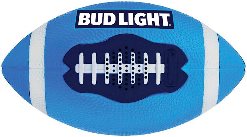 Photo 1 of Bud Light Portable Football Bluetooth Speaker Wide Range Wireless Speakers with Rechargeable Battery IPX6 Waterproof Music Device (Does not come with a Charger but Compatible with any Android Chrger) NEW 