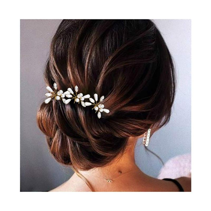 Photo 1 of Campsis Wedding Hair Pins Rhinestone Wedding Hair Accessories for Bridal Flower Crystal Wedding Hair Pieces Handmade Bridal Hair Pin Bridesmaids for Women and Girls (F) NEW