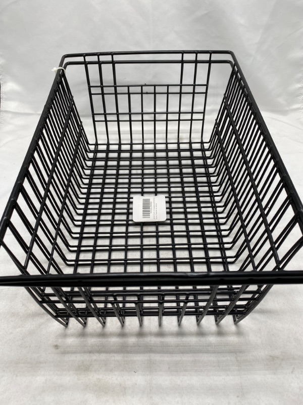 Photo 2 of iPEGTOP Wire Storage Freezer Baskets, set of 2 Large  Farmhouse Organizer Storage Bins Fridge Basket Rack with Handles for Kitchen Cabinets, Pantry, Office, Bathroom Organization- Black NEW 