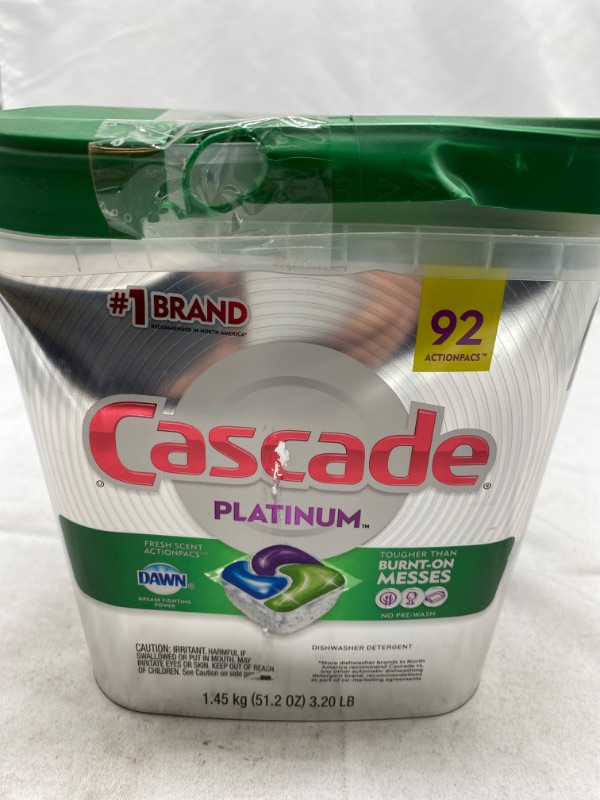 Photo 3 of Cascade Platinum ActionPacs Dishwasher Detergent, Fresh (92 ct.) NEW