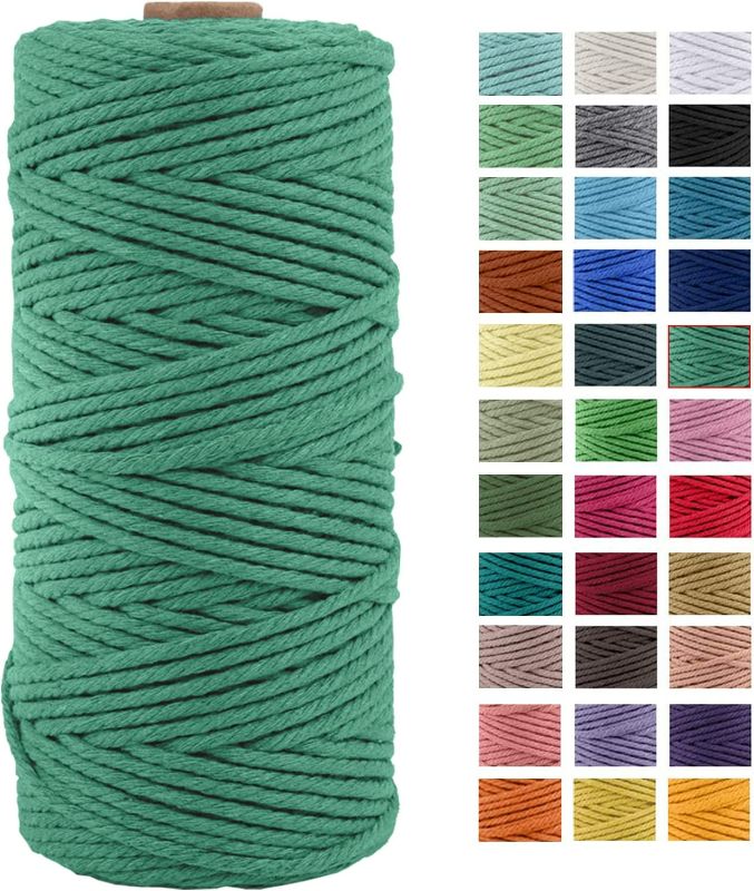 Photo 1 of 3mm x 109Yards Macrame Cord Thick Natural Cotton Macrame Rope GREEN NEW 