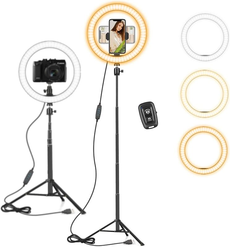 Photo 1 of 10" Ring Light Tripod Stand & Phone Holder for YouTube Video, Dimmable Led Ring Light for Camera, Video, Makeup, Selfie Photography Compatible with Smartphone NEW