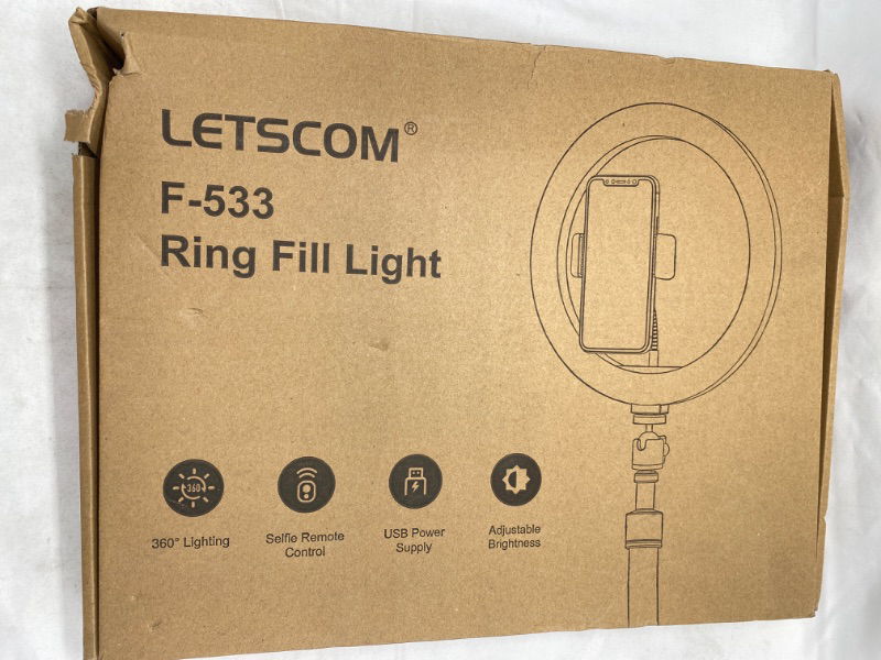 Photo 2 of LETSCOM 10 inch Selfie Ring Light, Phone Holders, Compatible with iPhone & Android NEW