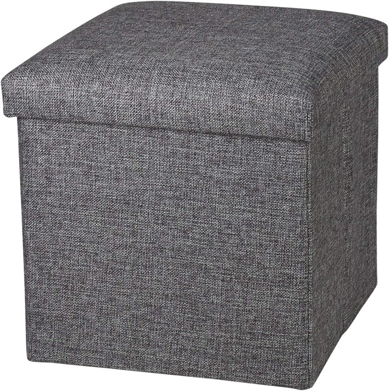 Photo 1 of NISUNS OT01 Linen Folding Storage Ottoman Cube Footrest Seat, 12 X 12 X 12 Inches (Linen Gray) NEW 