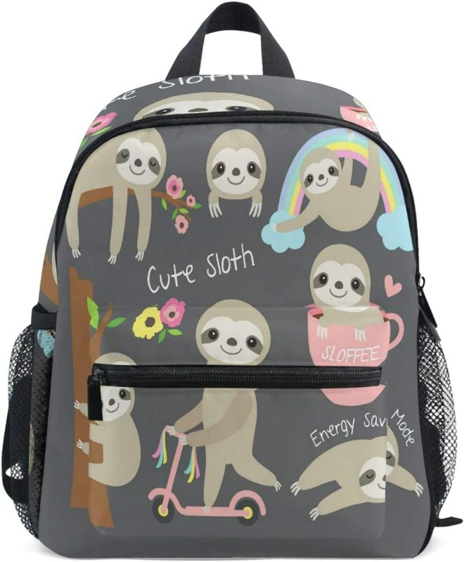 Photo 1 of Cute Baby Sloth Backpacks for Kids Girls Sloths Flowers Preschool Toddler Bookbag Backpack with Chest Strap Mini Adorable Animals Kindergarten School Bags NEW