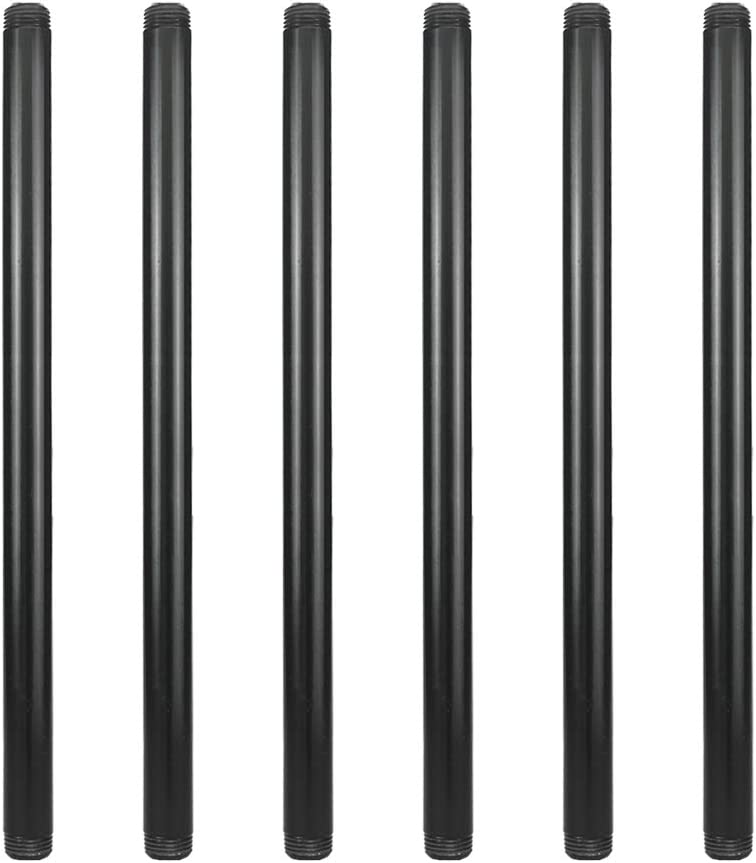 Photo 1 of GeilSpace 6 Pack 1/2" × 16" Pre-Cut Black Metal Pipe, Industrial Steel Fits Standard Half Inch Black Threaded Pipes and Fittings - Vintage DIY Industrial Shelving (1/2" × 16", Black) NEW