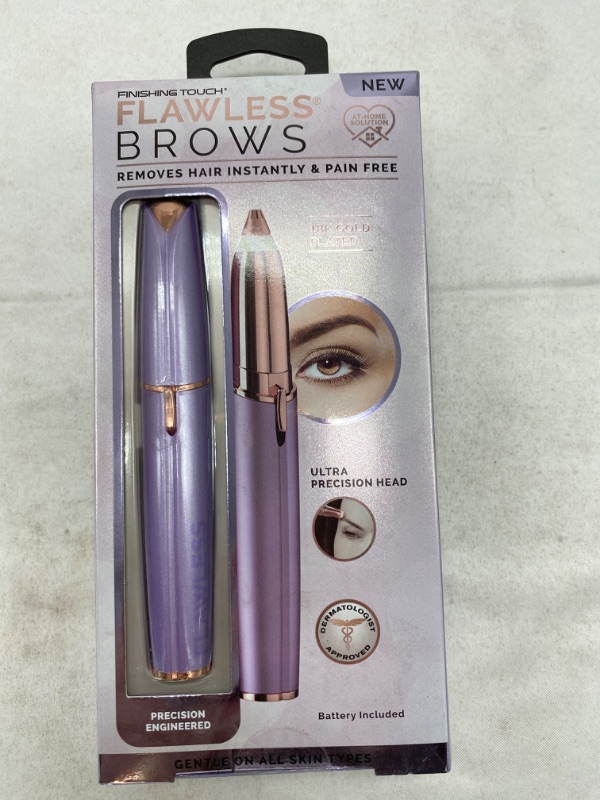 Photo 2 of Finishing Touch Flawless Brows Eyebrow Hair Remover for Women, Electric Eyebrow Razor for Women with LED Light for Instant and Painless Hair Removal Purple NEW