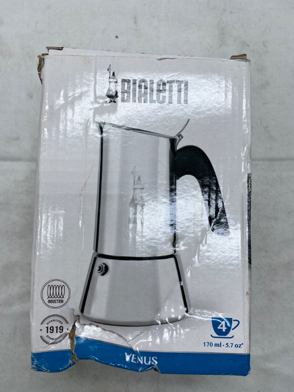 Photo 2 of Bialetti Venus 4-Cup Stainless Steel Induction-Capable Stovetop Espresso Maker, Silver 4-Cup Espresso Maker NEW