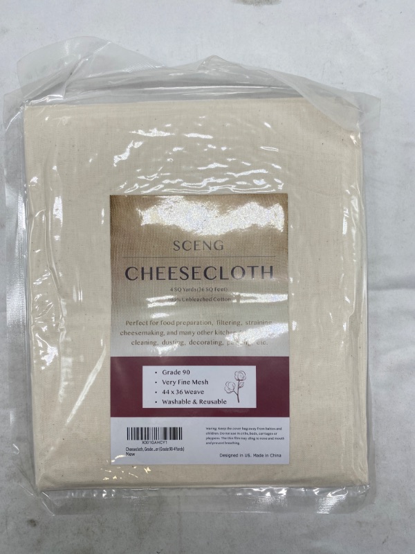Photo 2 of Cheesecloth, Grade 90, 36 Sq Feet, Reusable, 100% Unbleached Cotton Fabric, Ultra Fine Cheesecloth for Cooking - Nut Milk Bag, Strainer, Filter (Grade 90-4Yards)