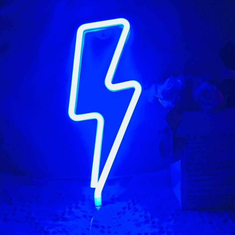 Photo 1 of 2 Pack Nordstylee Neon Lightning Light Signs,Led Lightning Night Lights for Kid's Gift, Wall, Birthday Party, Christmas, Wedding Decoration BLUE NEW 