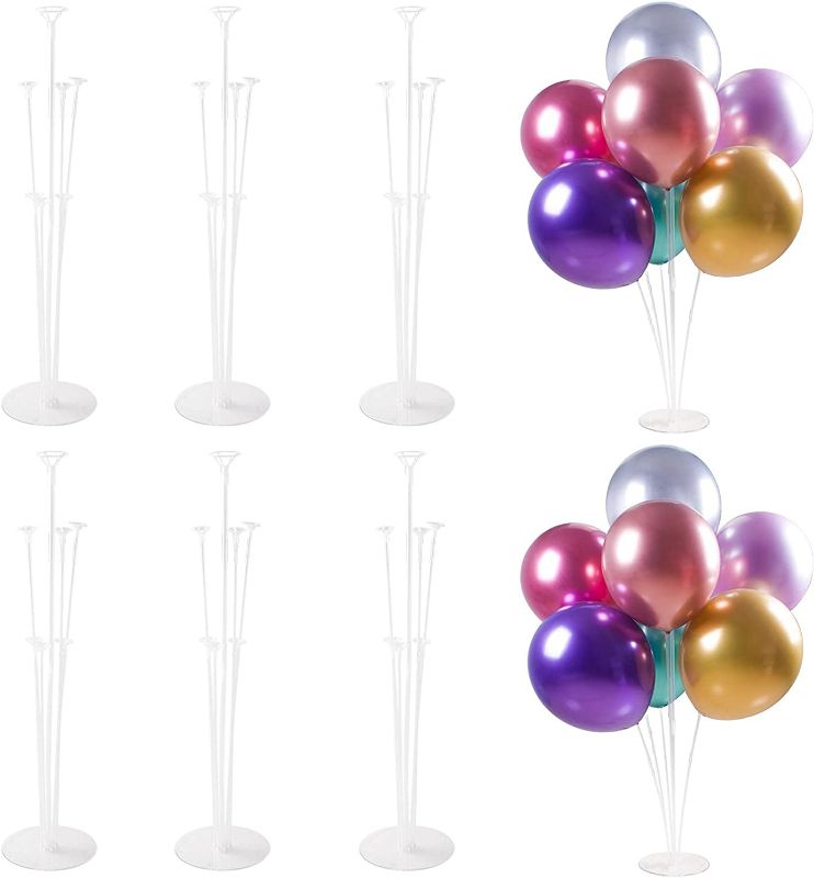 Photo 1 of 6 Sets Balloon Stand Kit, Table Balloon Stand Holder, Reusable Centerpiece with Base for Birthday Decorations, Party, Wedding and Graduation Decorations NEW