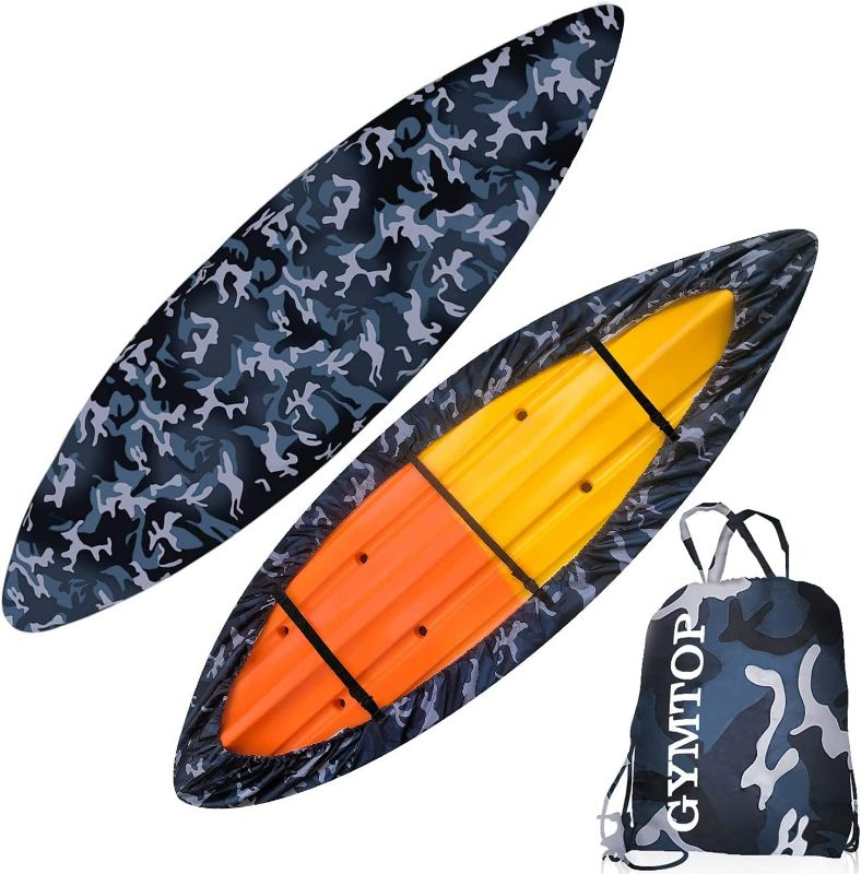 Photo 1 of GYMTOP 7.8-18.2ft Waterproof 420D Thickened Kayak Canoe Cover- Outdoor Storage Dust Boat Cover UV Protection Sunblock Shield for Kayak/Canoe(Suitable for 9.3-10.7ft Kayak, Ocean Camo(420D Thickened)) NEW