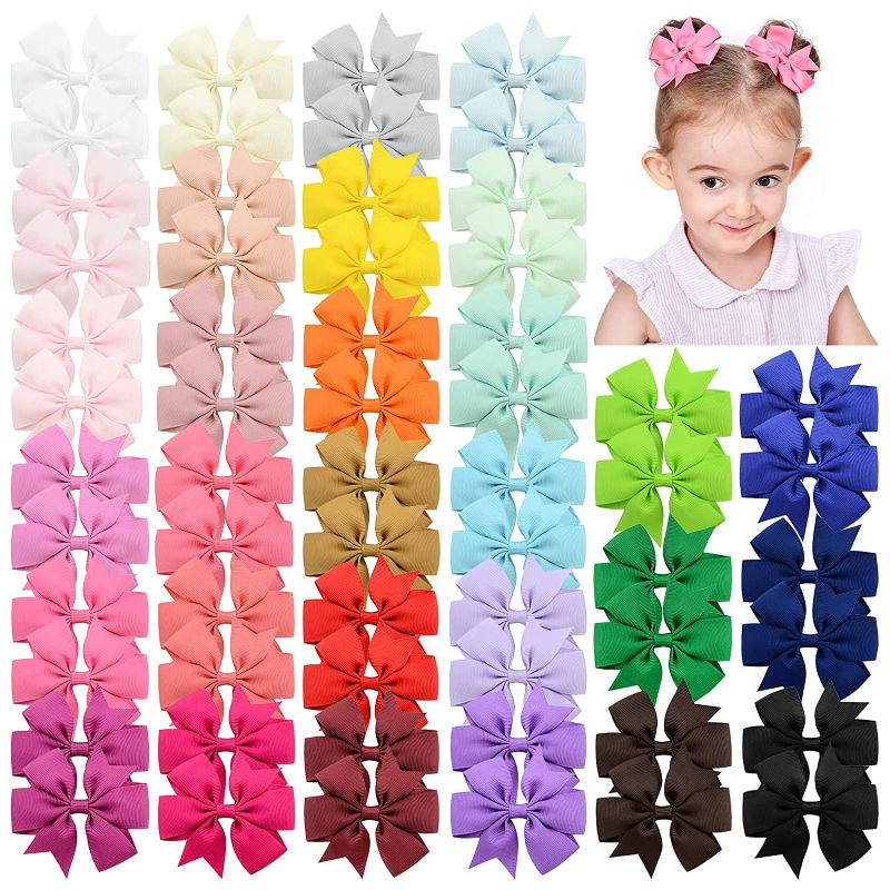 Photo 1 of Choicbaby 60pcs 3 Inches Boutique Grosgrain Ribbon Pinwheel Hair Bows for Baby Girls, Toddler Bows Hair Clip Birthday Gifts In Pair NEW