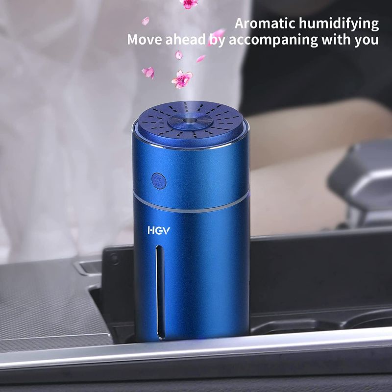 Photo 2 of  Car Aromatherapy Diffuser, Car Humidifier, USB Essential Oil Diffuser Ultrasonic Car Humidifier Aromatherapy Diffusers with Intermittent/Continuous Mist for Office Travel Home Vehicle (Blue) NEW 