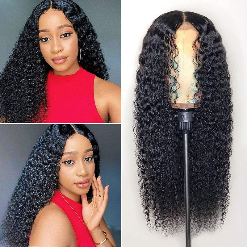 Photo 1 of Curly Lace Front Wigs Human Hair 22 Inch Brazilian Deep Curly Human Hair Wigs 10A Virgin Kinky Curly Lace Frontal Wig Pre Plucked with Baby Hair 150% Density NEW
