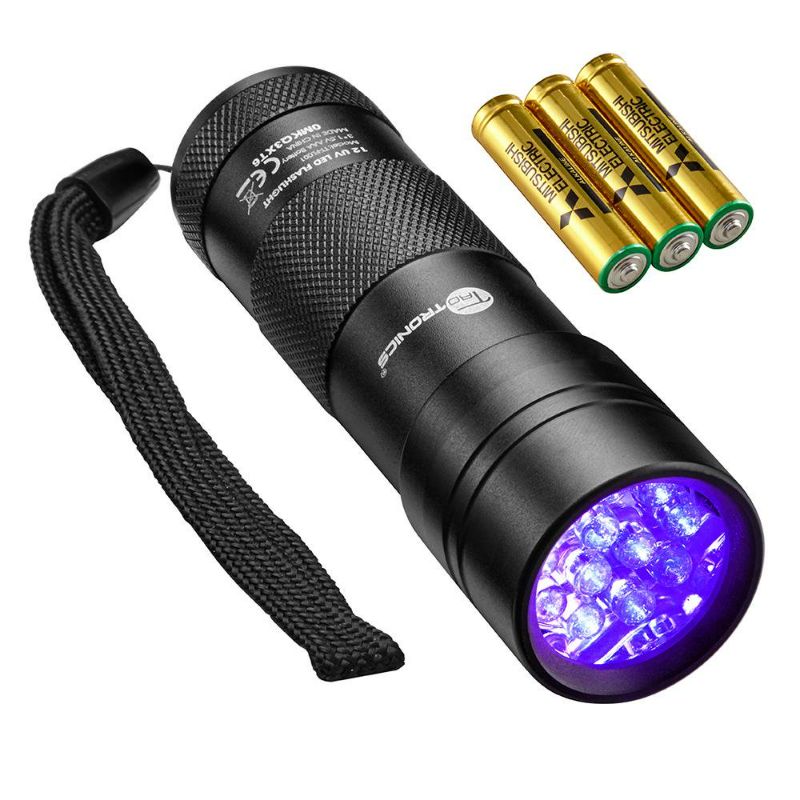 Photo 1 of TaoTronics Black Light, 12 LEDs 395nm UV Blacklight Flashlights Detector for Pets Urine and Stains with 3 Free AAA Batteries NEW 