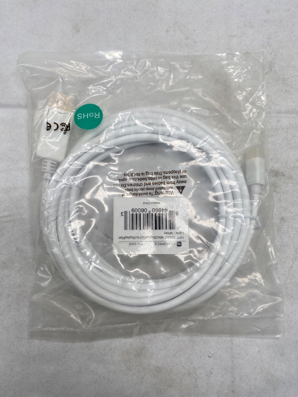 Photo 2 of Monoprice 15FT 32AWG Mini DisplayPort to DisplayPort Cable - White NEW