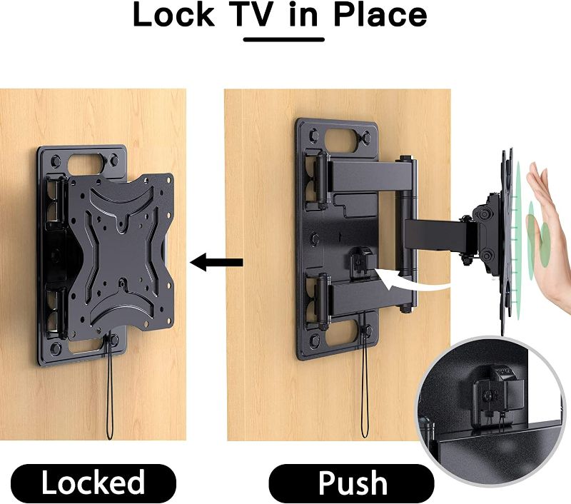 Photo 2 of PERLESMITH Lockable RV TV Mount for 13-42 Inch TVs up to 77 lbs, RV TV Mount for Camper Trailer Motor Home Truck, Full Motion RV TV Wall Mount with Articulating Arm Swivels Tilts, Max VASE 200x200mm NEW