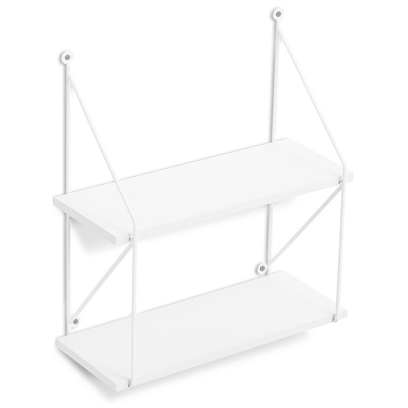 Photo 1 of Americanflat Floating Wall Shelf Two-Tiered in White NEWN