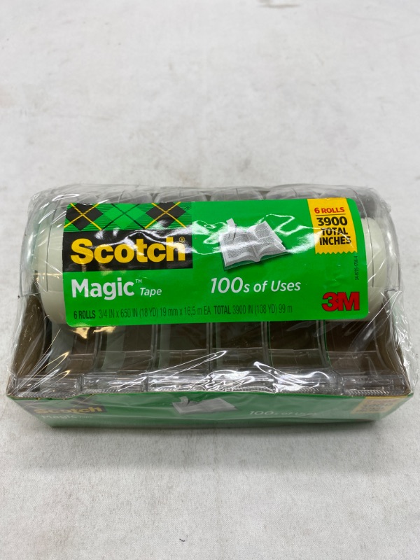Photo 2 of Scotch Magic Tape, 6 Rolls with Dispensers, Great for Organization, Invisible, Engineered for Repairing, NEW 