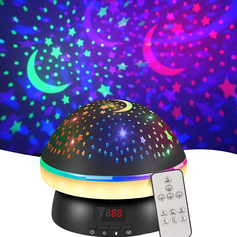 Photo 1 of Timer Star Light Projector with Remote Control,Rotation and 16 Colors Projection Lamp and Sleep Light,Christmas Easter Birthday Gifts for Kids, Boys Girls Gifts NEW
