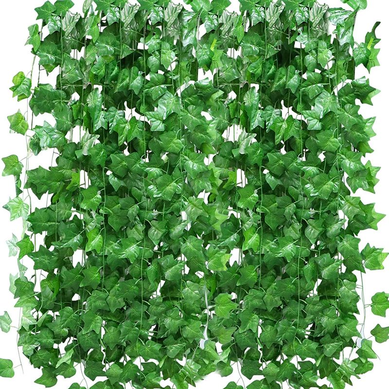 Photo 1 of 12 Pack Artificial Ivy Garland, Fake Ivy Leaf Plants Vine Greenery Garland Home Kitchen Balcony Garden Office Wedding Wall Decor NEW