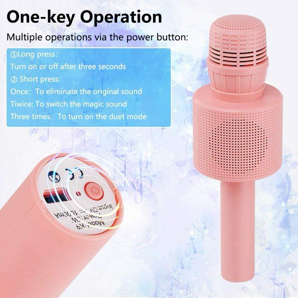 Photo 2 of Karaoke Bluetooth Wireless Microphone for Kids,Toys Microphone for 3-12 Years Old Boys Girls,Portable Handheld Karaoke Machine,Best Gifts for Child's Birthday Party or Christmas, Home KTV NEW 