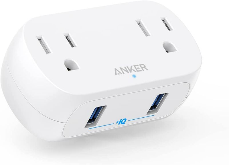 Photo 1 of Anker Outlet Extender with USB Wall Plug, PowerExtend USB Plug 2 Mini Wall Charger with 2 Outlets, 2 USB Ports, and PowerIQ Technology, Compact for Travel, Desk, and Cruise Essentials NEW