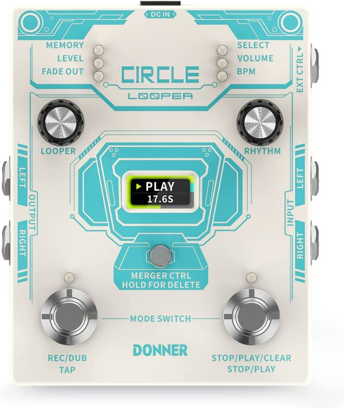 Photo 1 of Donner Circle Looper Pedal, Stereo Guitar Looper Pedal, 40 Slots 160 mins Loop Pedal with Drum Machine 100 Drum Grooves, Tap Tempo, Fade Out NEW
