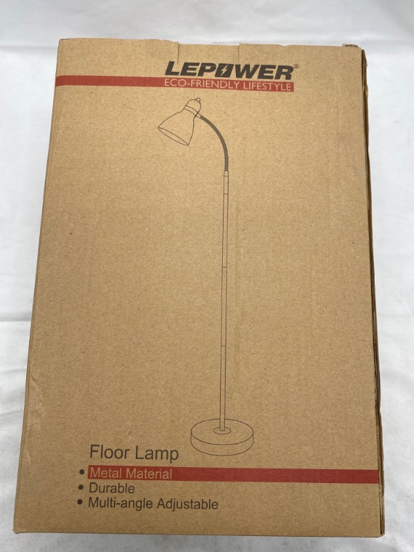 Photo 3 of LEPOWER Metal Floor Lamp, Adjustable Goose Neck Standing Lamp with Heavy Metal Based, E26 Lamp Base, Torchiere Light for Living Room, Bedroom, Study Room and Office NEW