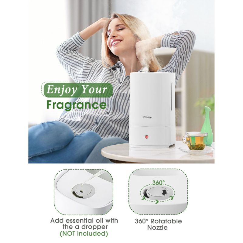 Photo 2 of Homasy  Humidifiers, 30Hrs Top Filling 4 Level Cool Mist Humidifiers for Bedroom, Quiet Ultrasonic Humidifier for Baby Room - White NEW