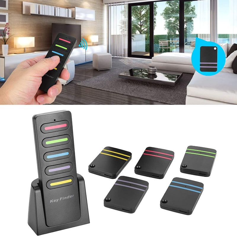 Photo 2 of Hilitand Key RF Locator, 5 in 1 Wireless Key Finder, Wireless Item Tracker with 1 Transmitter and 5 Receivers, Alarm Finder for Finding Pet Wallet Key NEW 