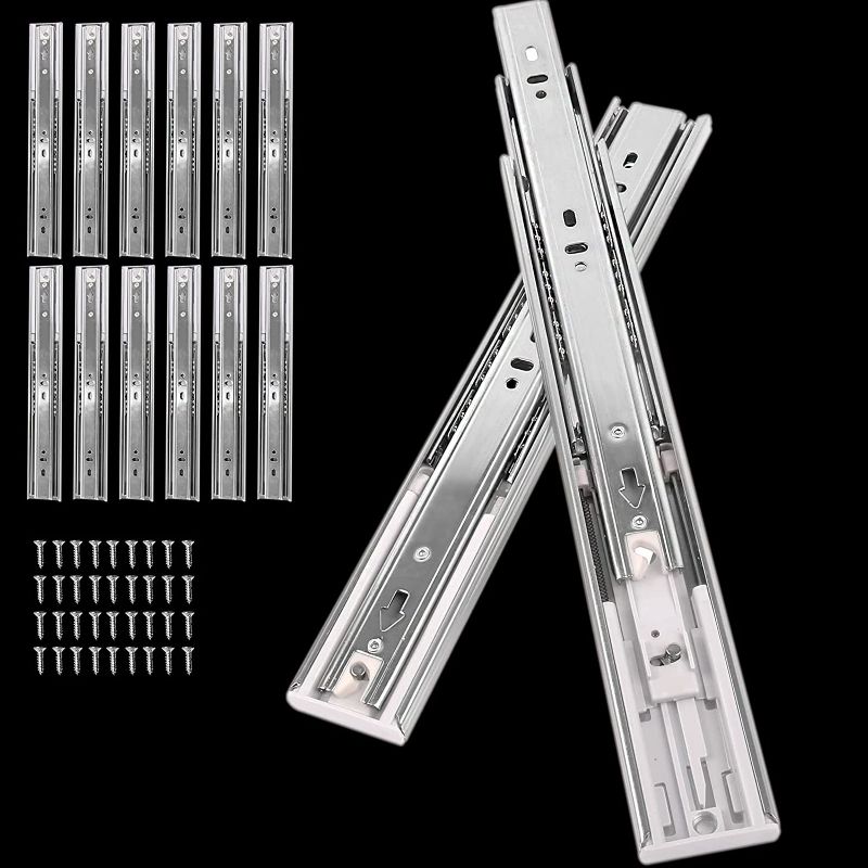 Photo 1 of 16 inch Soft Close Drawer Slides Set 6-Pairs (12 Pieces),Full Extension Side Mount Ball Bearing 16", 18", 20" 22" NEW                                                                                                                                          