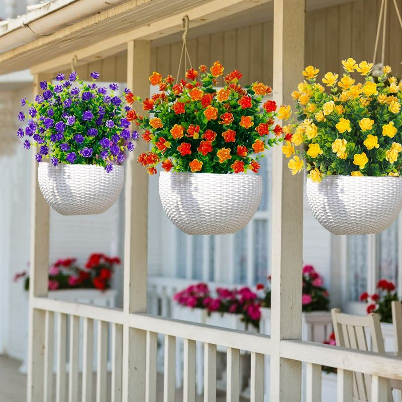 Photo 2 of  Dreamfun 20 Bundles Outdoor Artificial Flowers Plants Decoration - UV Resistant Plastic Flowers for Outside Faux Plants for Home Garden Spring Summer Decor(Yellow) NEW 