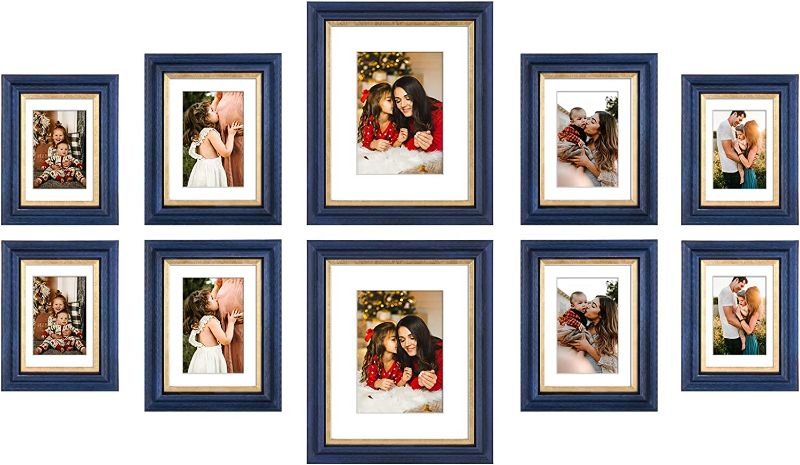 Photo 1 of 10 Pack Picture Frame Sets for Wall Decor Collage,Gallery Wall Frames with Two 8x10, Four 4x6, Four 5x7 assorted Photo Frames,Wall Hanging or Tabletop Display Black NEW 