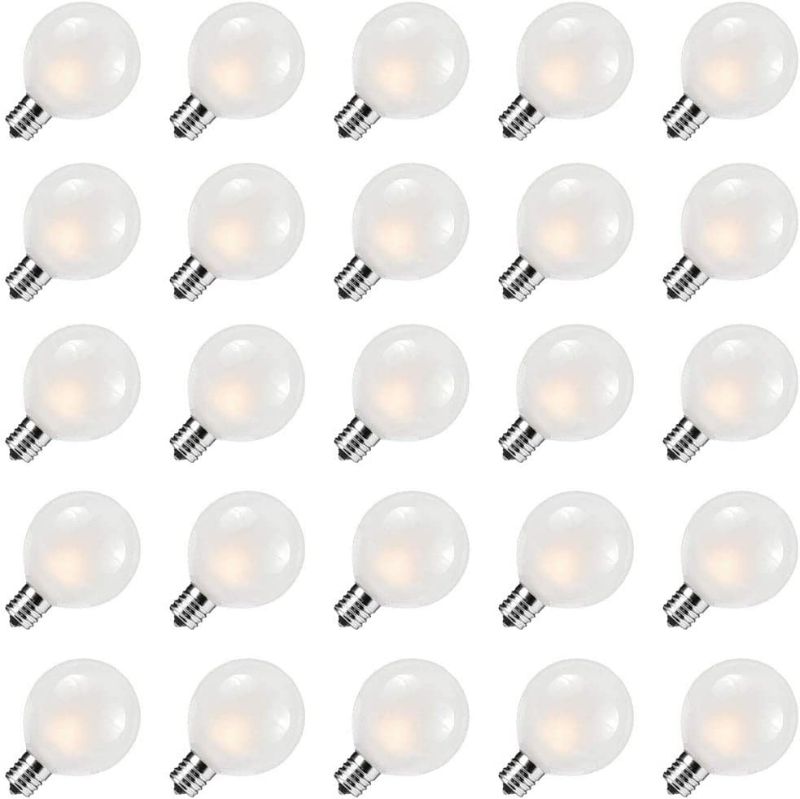 Photo 1 of 25 Pack Outdoor Patio Frosted Light Bulbs, G40 Globe Frosted String Lights Replacement Bulbs, NEW