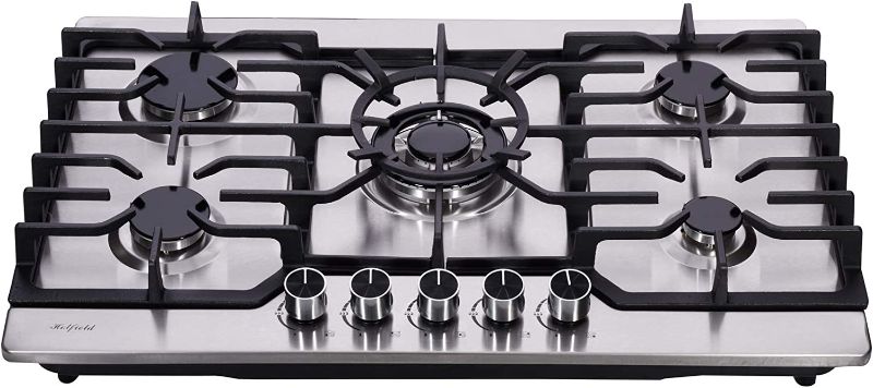 Photo 1 of  30 Inch Gas Cooktop Stainless Steel 5 Burners Stovetop Dual Fuel Gas Hob NG/LPG Convertible Gas Stove